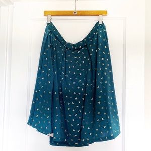 Retro emerald bow print skirt